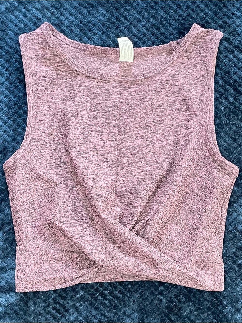 Yogalicious Lux Twist Crop Top in mauve heather
